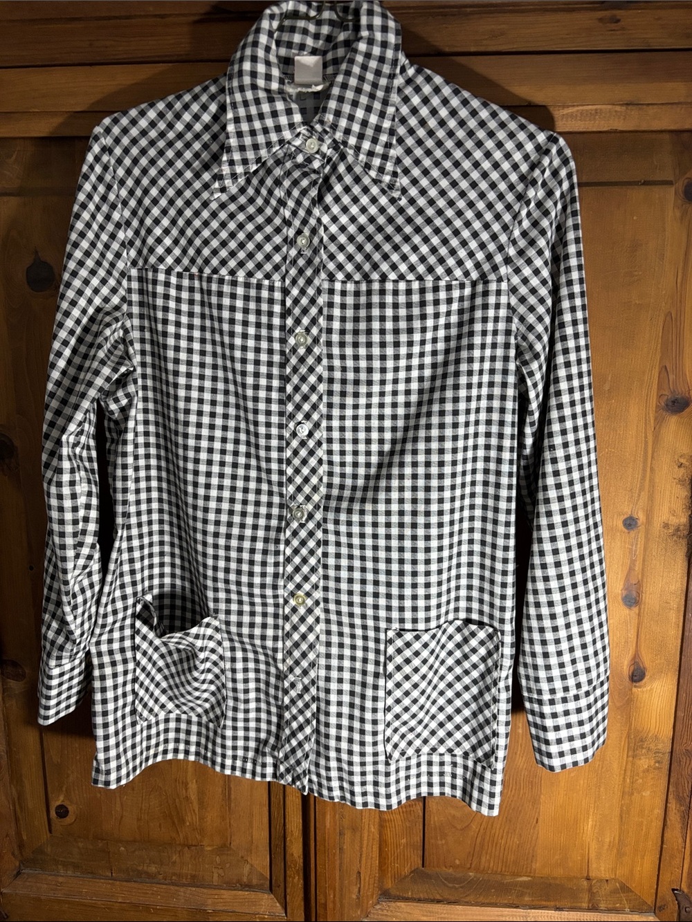 Vintage Sears Dagger Collar Black & White Gingham Button-Up Women's Jacket